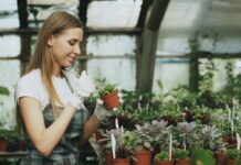 현대인의 건강관리, 대체요법으로 ‘슬로우 라이프’ 실천하기 Woman tending to potted plants in a greenhouse